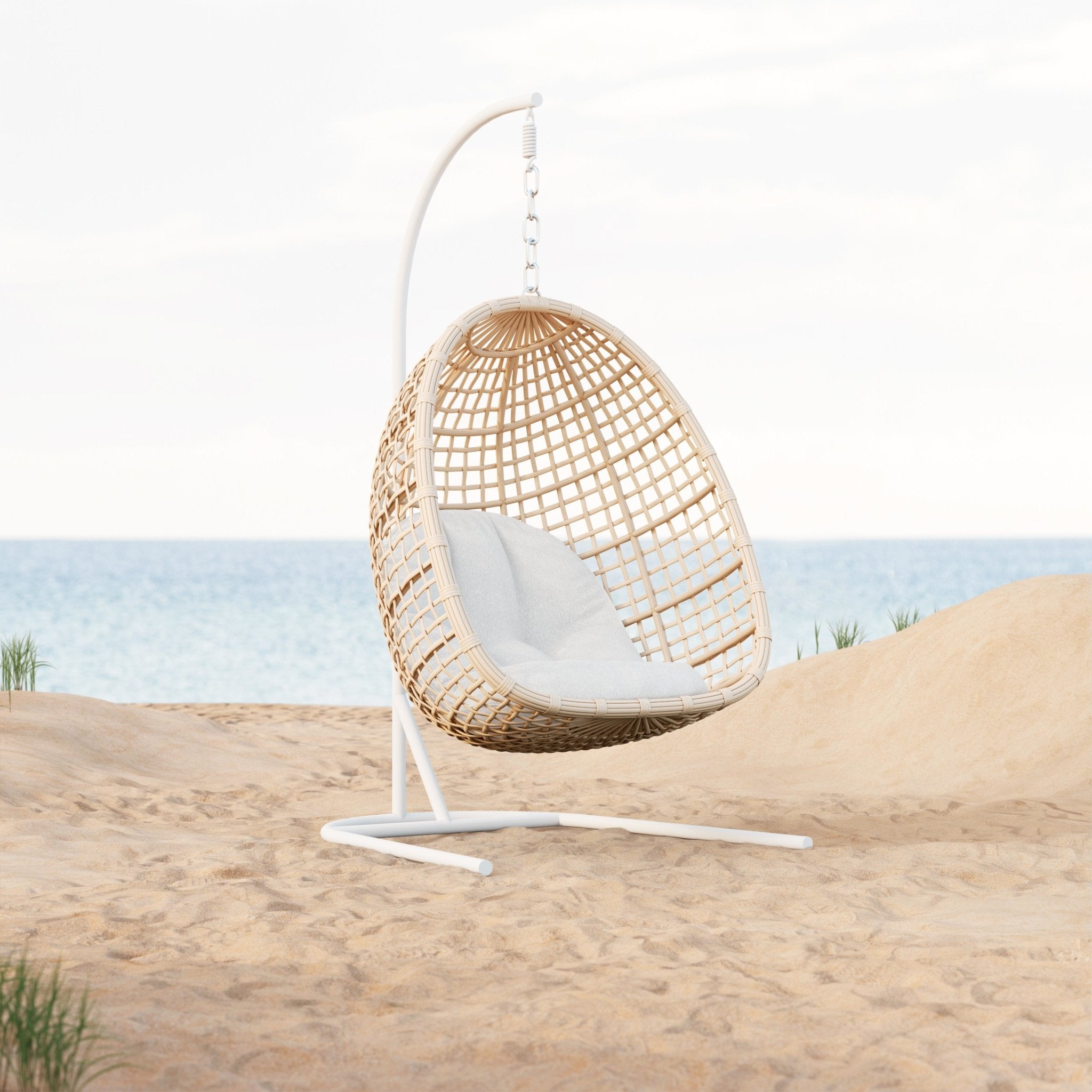 White wicker cheap hanging chair